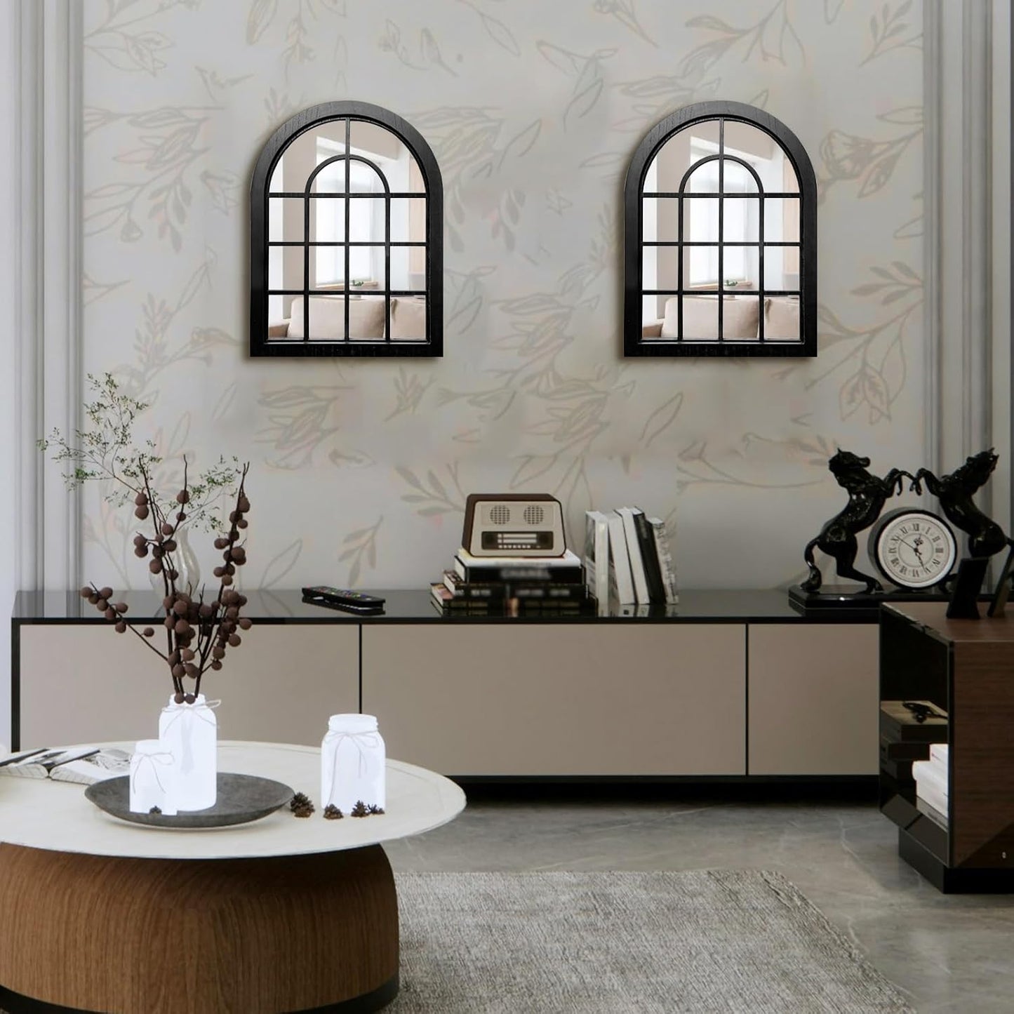 2PC Arched Window Wall Mirrors