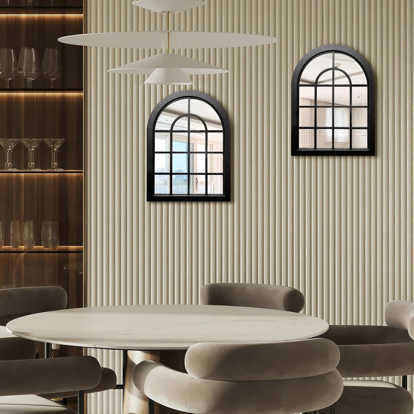 2PC Arched Window Wall Mirrors