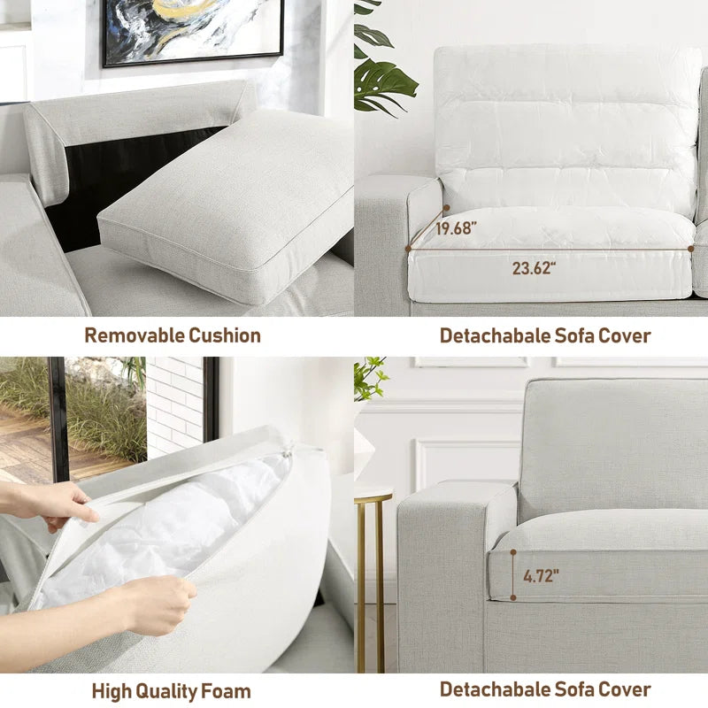 Luxury Modern Upholstered Sofa for Living Room, Couches with Solid Wood Frame 88.58"