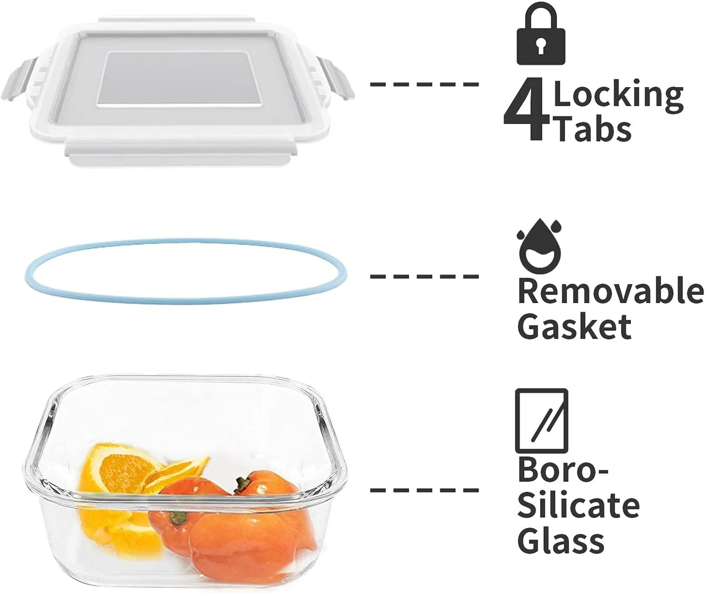 15-Pack Glass Food Storage Container Set with Airtight Lids