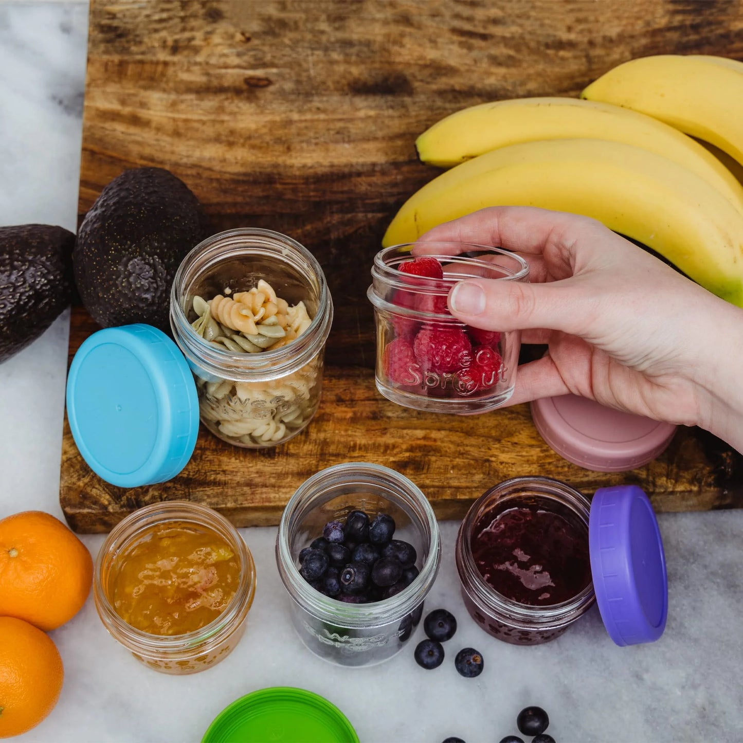 WeeSprout Baby Food Storage Set — Glass Jars with Twist-On Lids
