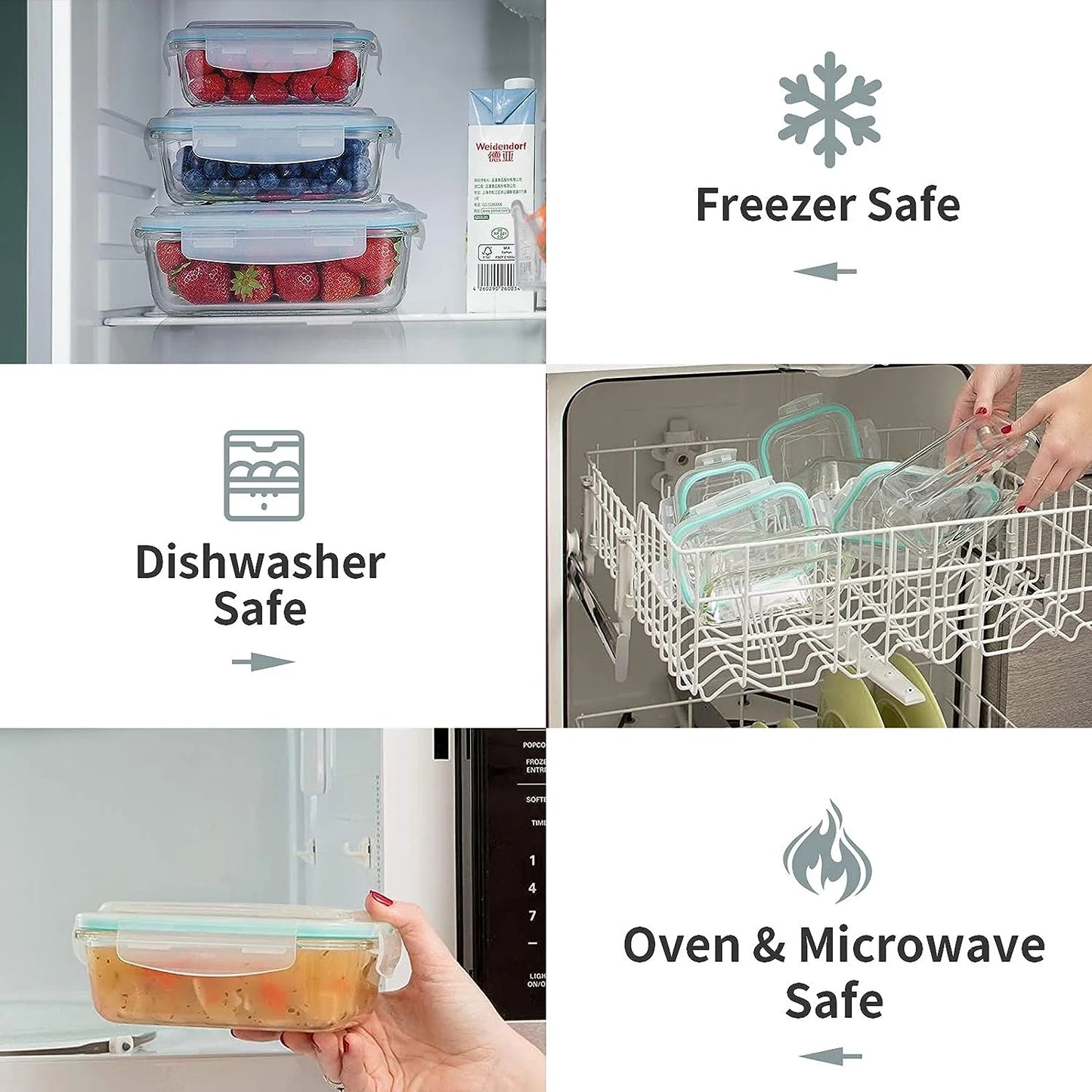 15-Pack Glass Food Storage Container Set with Airtight Lids