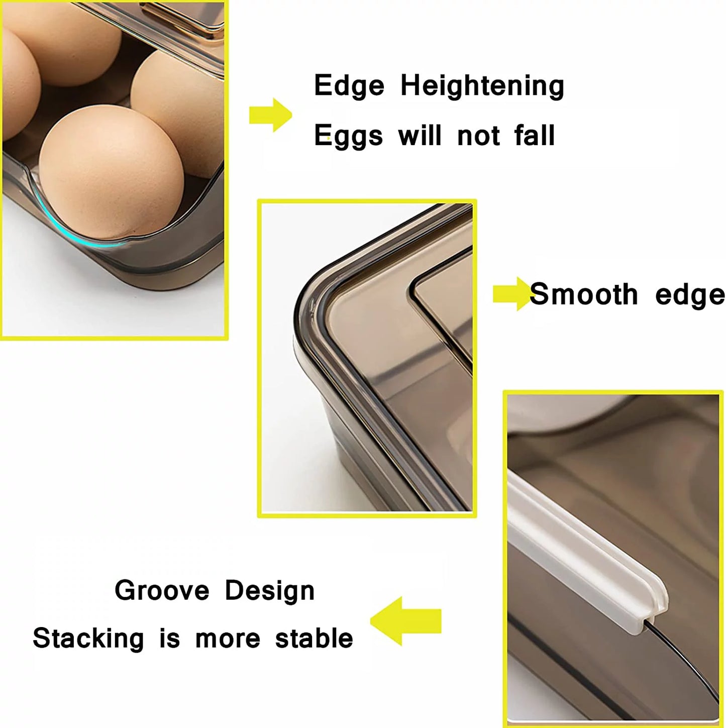 Auto-Rolling Egg Storage Container for Refrigerator – Large Capacity, Crystal Gray (1 Layer)