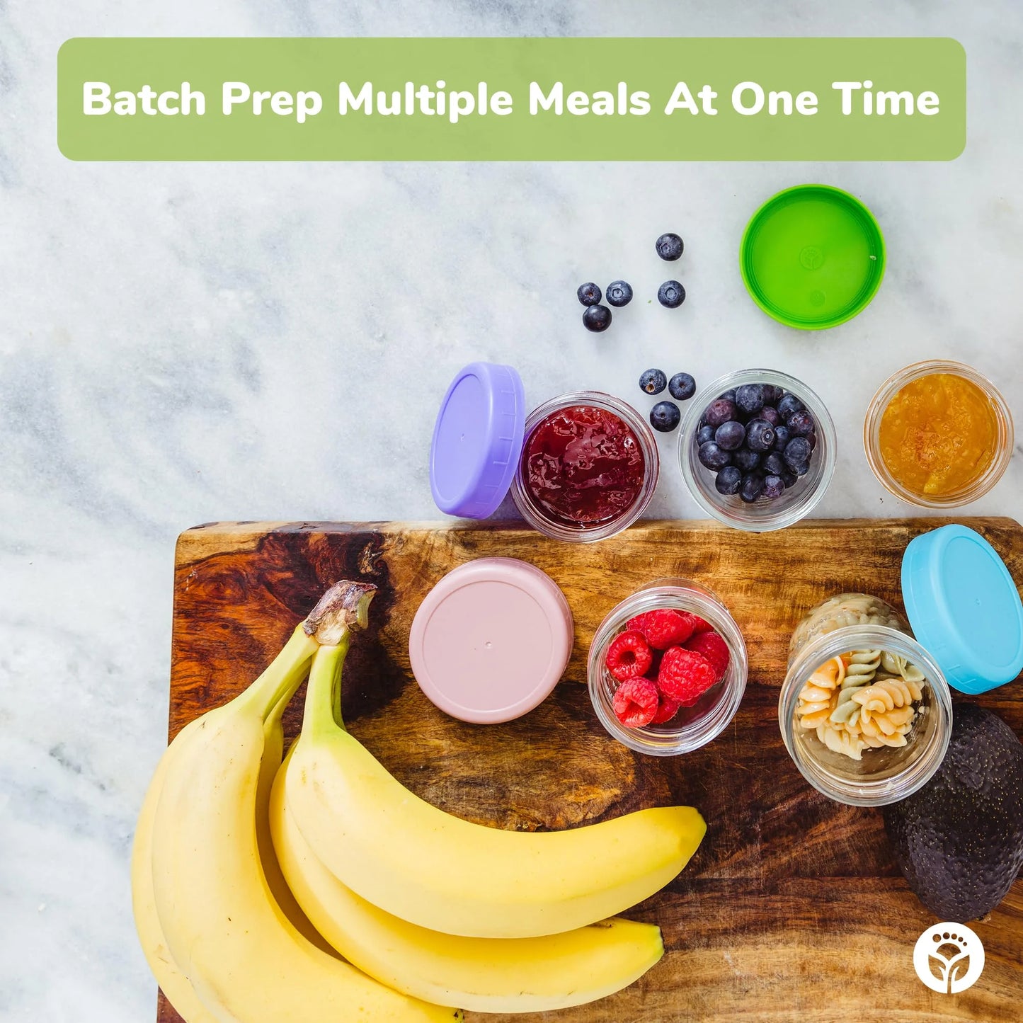 WeeSprout Baby Food Storage Set — Glass Jars with Twist-On Lids