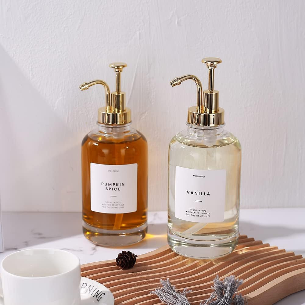 glass-coffee-syrup-dispenser-set-2-pack-gold-pumps-16oz-bottles-coffee-bar-molimoli-winnow-foundry-co