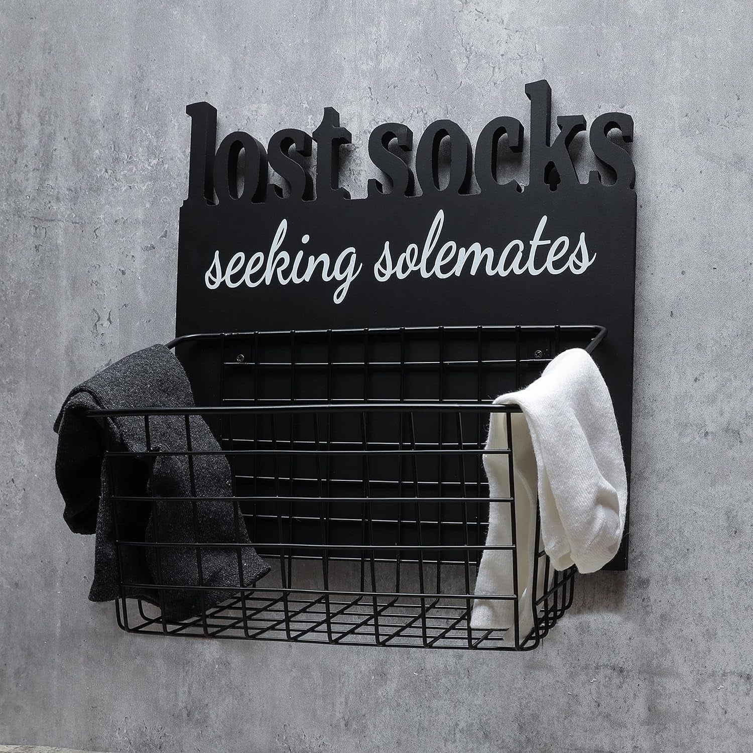 Lost Socks Wall Sign with Basket
