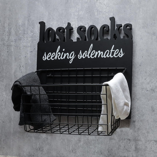 Lost Socks Wall Sign with Basket