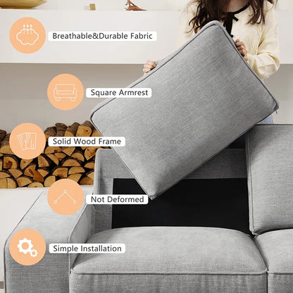 Luxury Modern Upholstered Sofa for Living Room, Couches with Solid Wood Frame 88.58" 