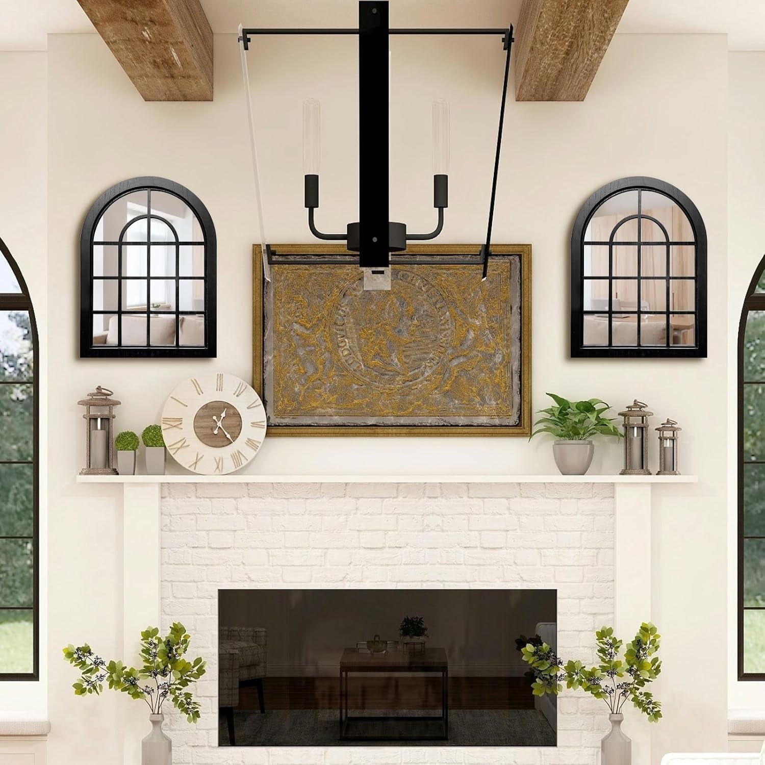 2PC Arched Window Wall Mirrors