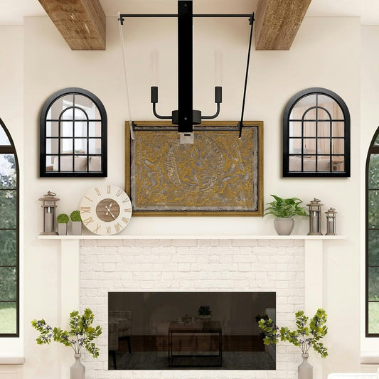 2PC Arched Window Wall Mirrors