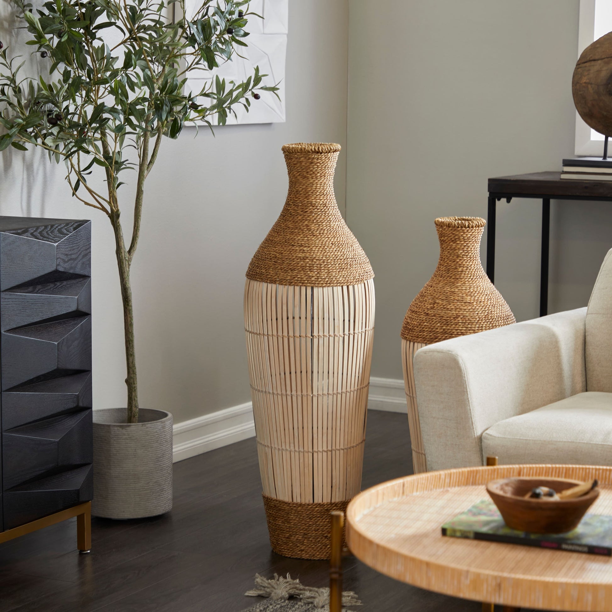 Handmade Tall Seagrass Floor Vase