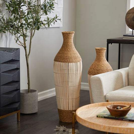 Handmade Tall Seagrass Floor Vase