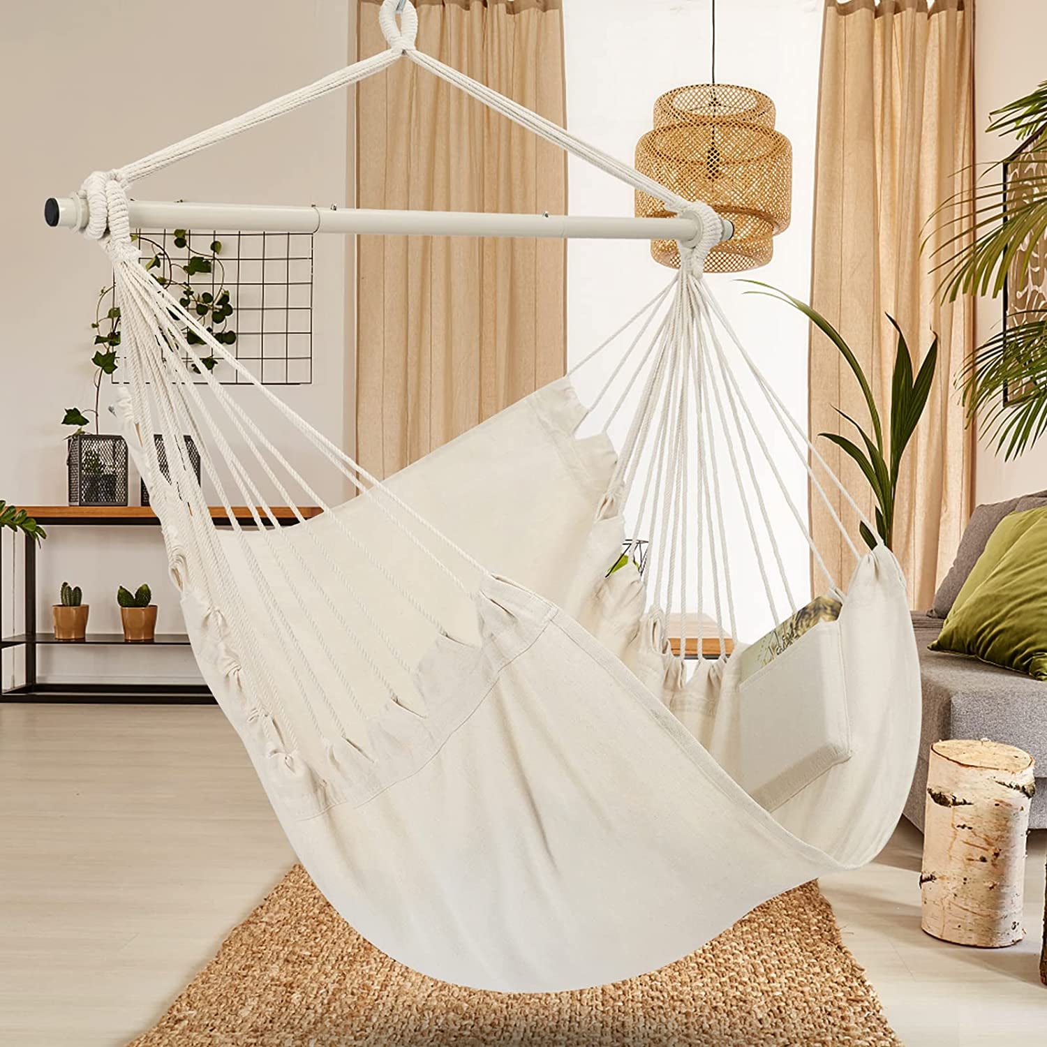 Hammock Chair Hanging Rope Swing styled for a cozy modern home