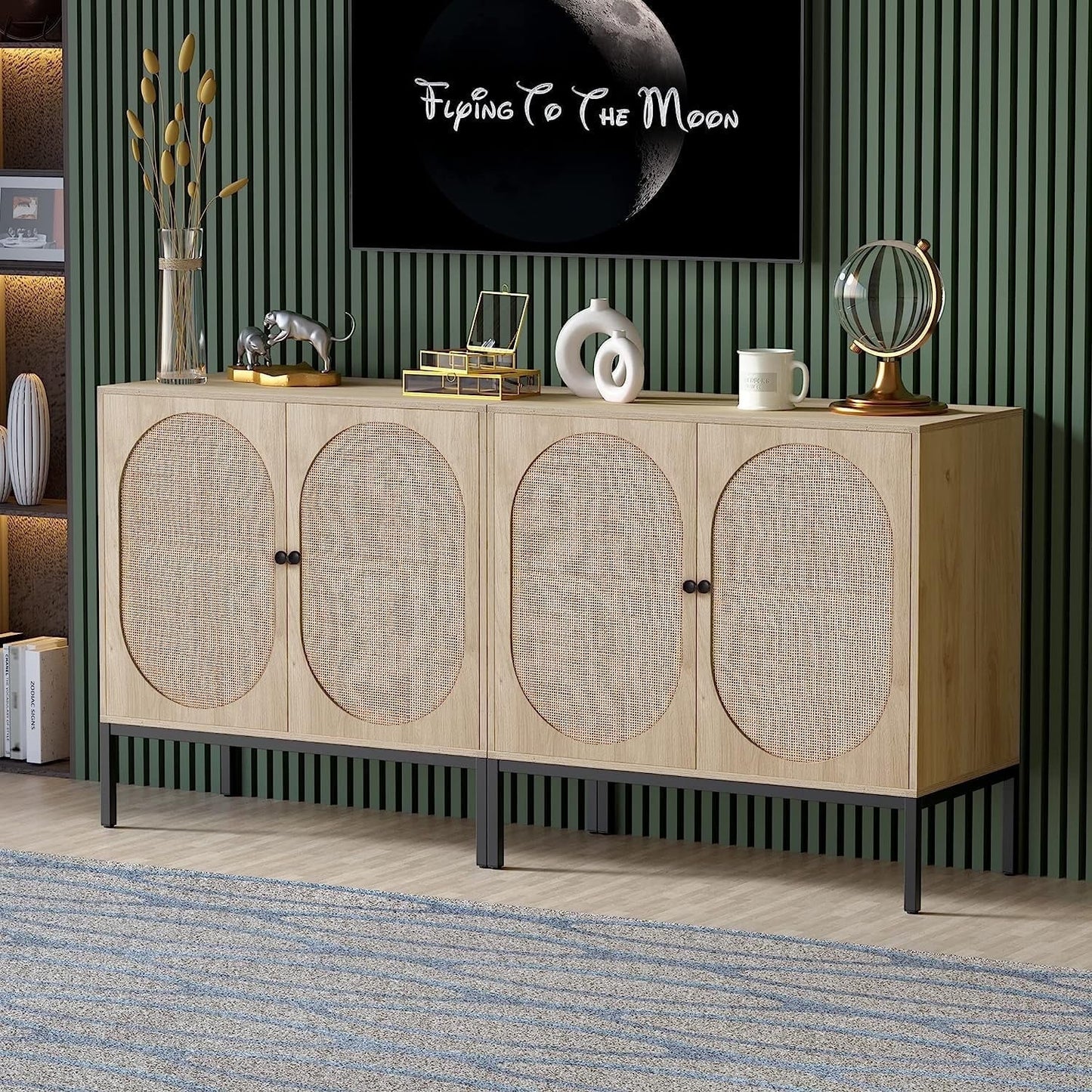 large-natural-oak-finish-boho-sideboard-storage-cabinet-four-hand-woven-rattan-doors-winnow-foundry-co