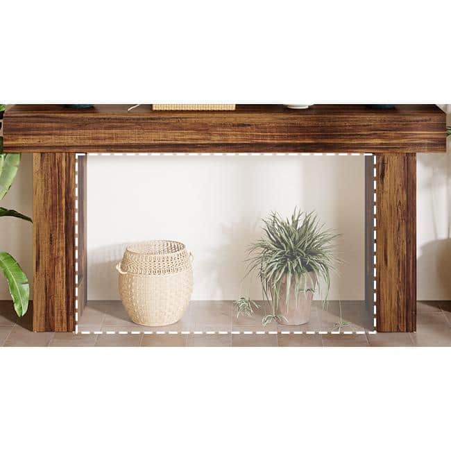 Rustic Brown Wooden Console Table 