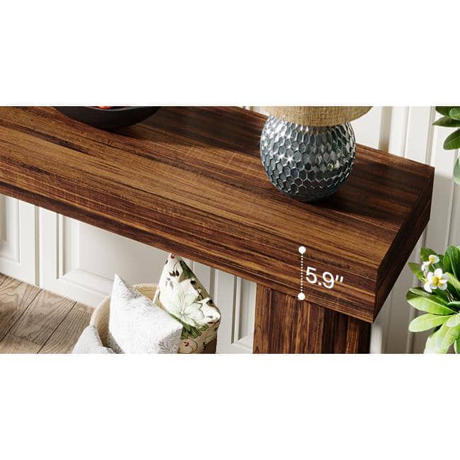 Rustic Brown Wooden Console Table styled for a cozy modern home