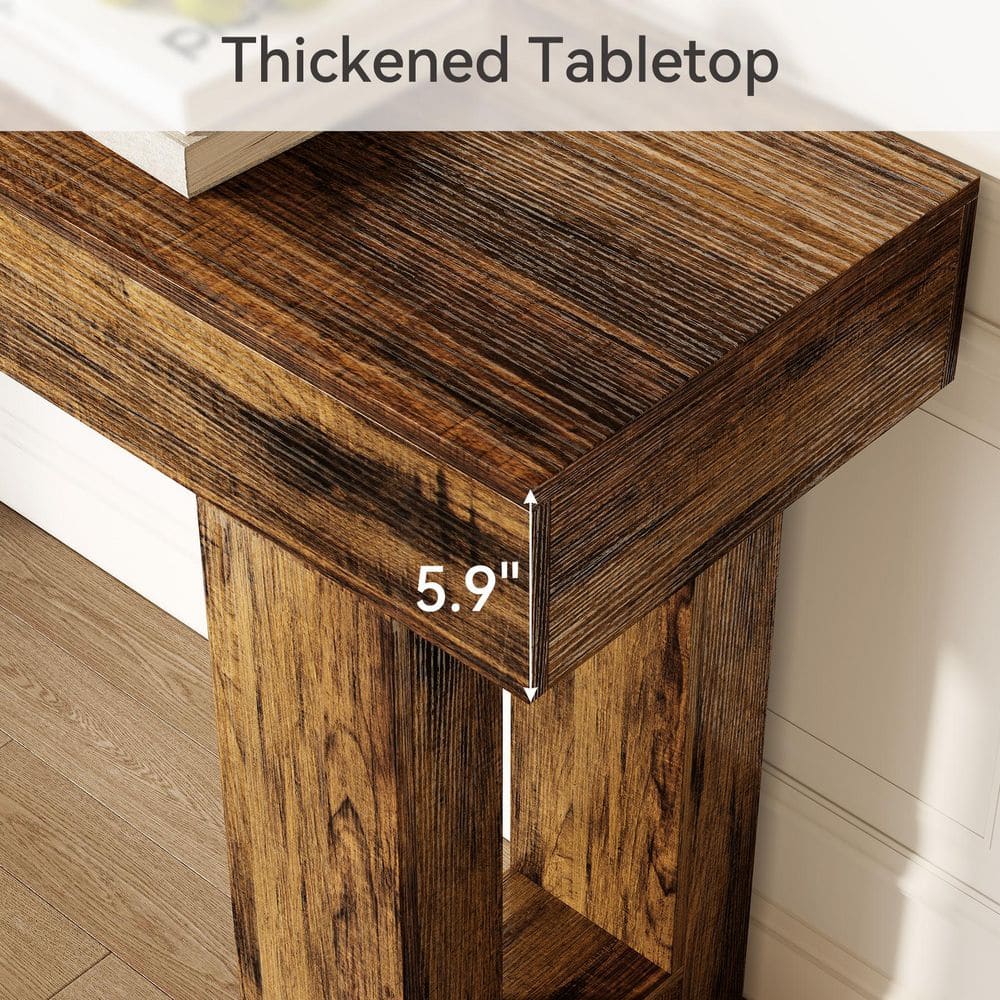 Rustic Brown Wooden Console Table styled for a cozy modern home