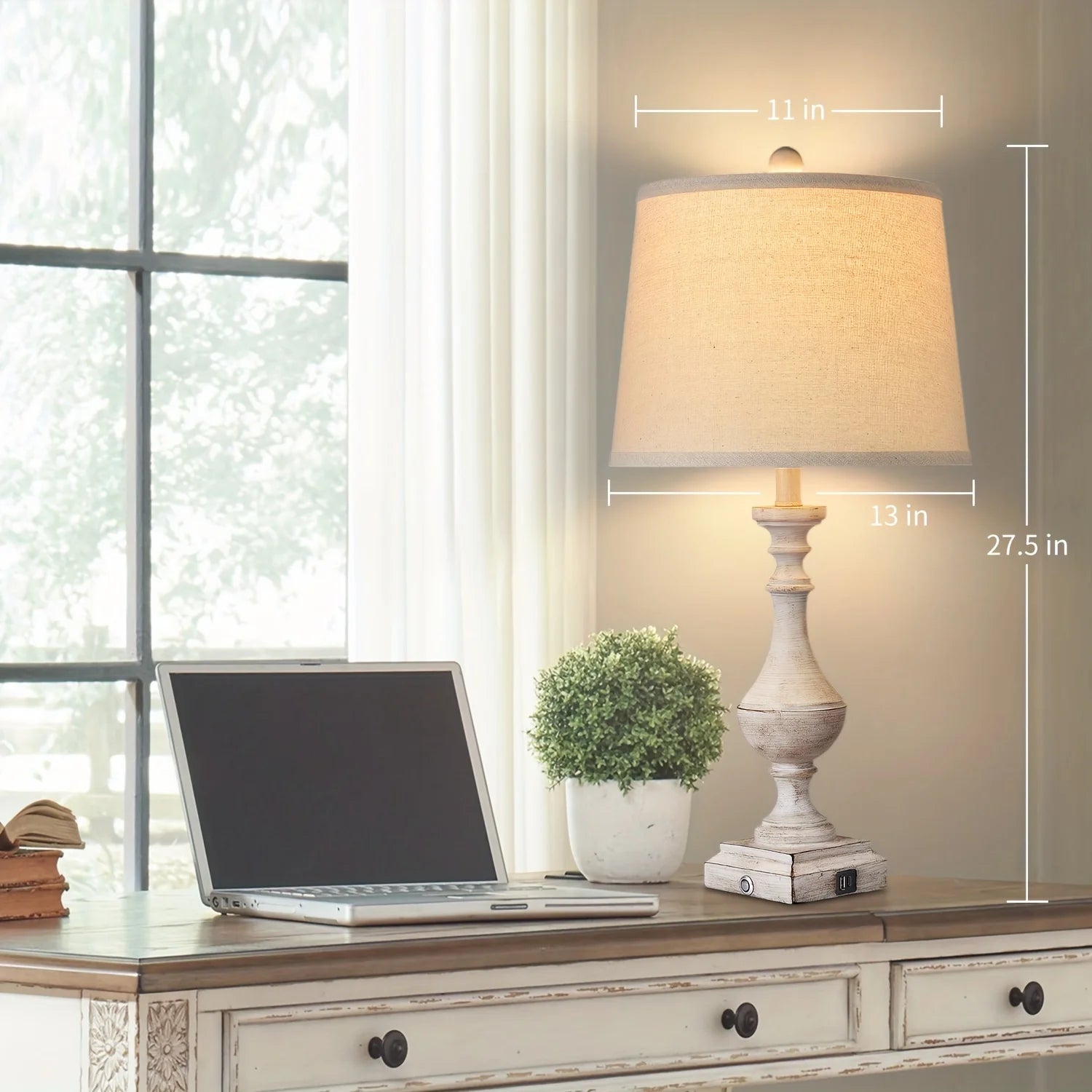 Set of 2 Coastal Candlestick Table Lamps with LED Bulbs â€“ Touch Control 3-Way Dimmable styled for a cozy modern home