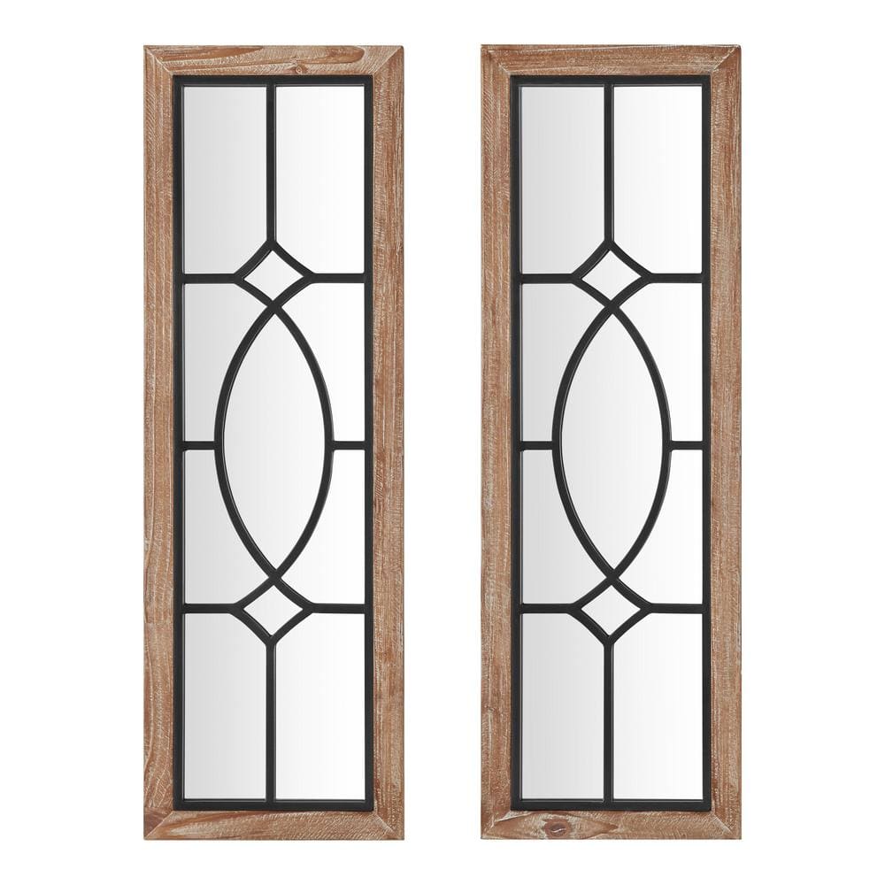 Set of 2 Farmhouse Rectangle Windowpane Mirrors styled for a cozy modern home