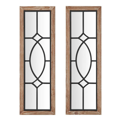 Set of 2 Farmhouse Rectangle Windowpane Mirrors styled for a cozy modern home