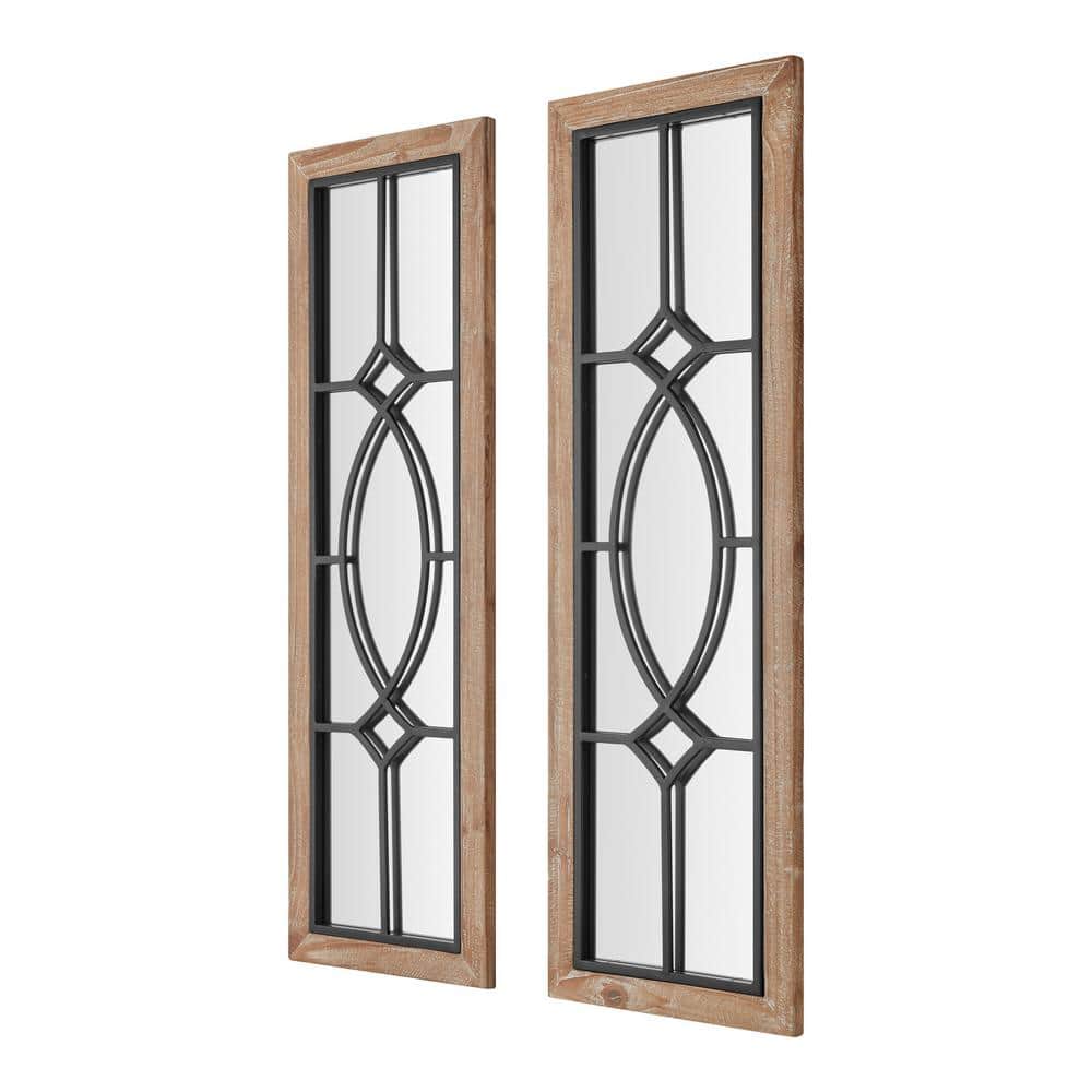 Set of 2 Farmhouse Rectangle Windowpane Mirrors styled for a cozy modern home