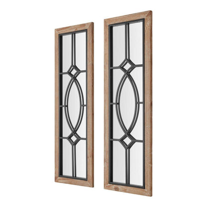 Set of 2 Farmhouse Rectangle Windowpane Mirrors styled for a cozy modern home