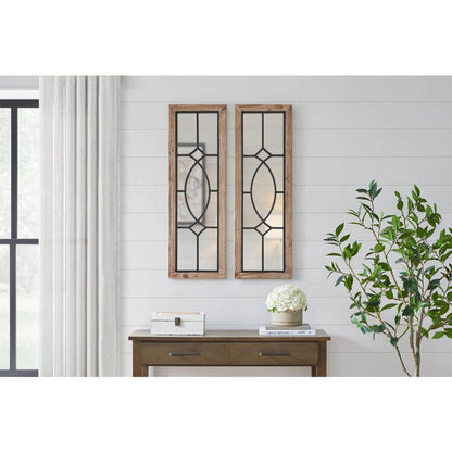 Set of 2 Farmhouse Rectangle Windowpane Mirrors styled for a cozy modern home