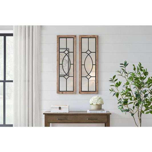 Set of 2 Farmhouse Rectangle Windowpane Mirrors styled for a cozy modern home